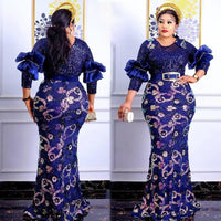 MD African Women Plus Size Evening Dresses Wedding Party Long Luxury Sequin Gown Bodycon Mermaid Dress Ankara Ladies Clothing