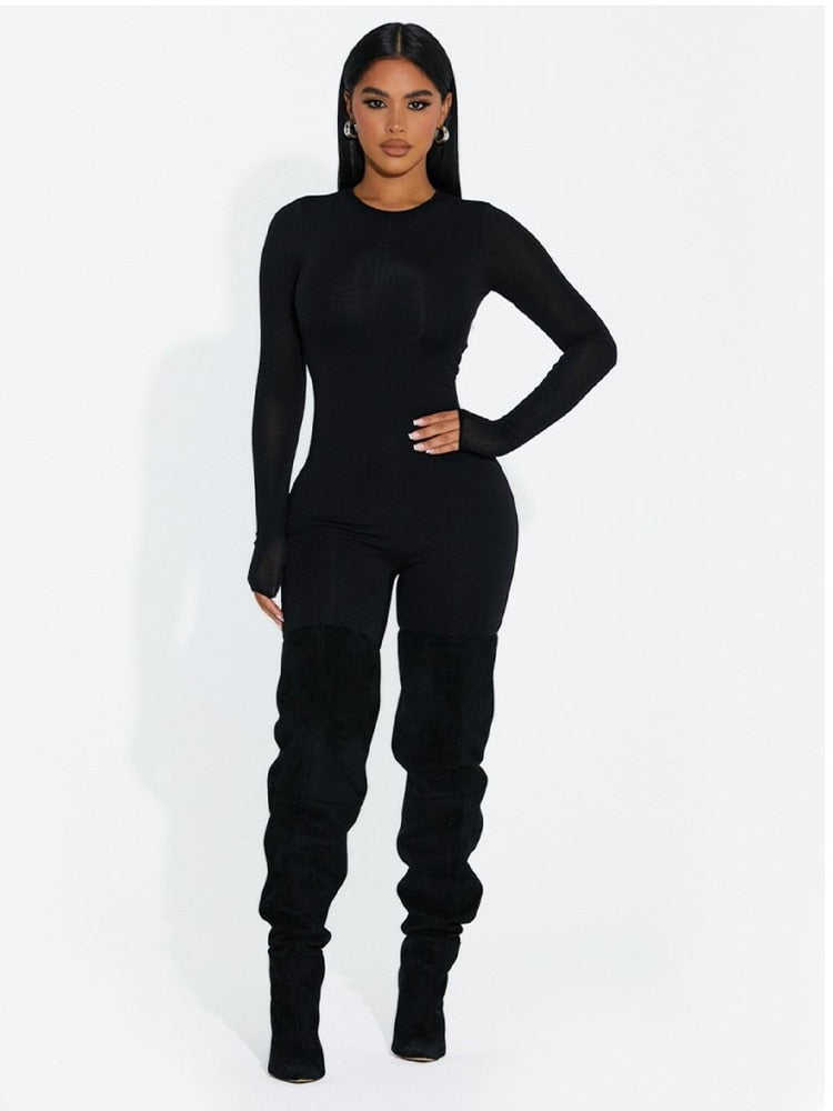 Habbris Sexy Jumpsuit Women 2022 Long Sleeve Turtleneck Rompers