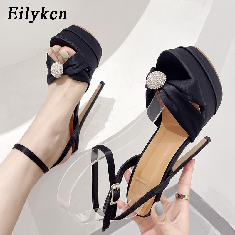 Eilyken Sexy Peep Toe 16CM Extreme High Heels Women&#39;s Sandals Party Banquet Stiletto Shoes Fashion Buckle Strap Platform Pumps