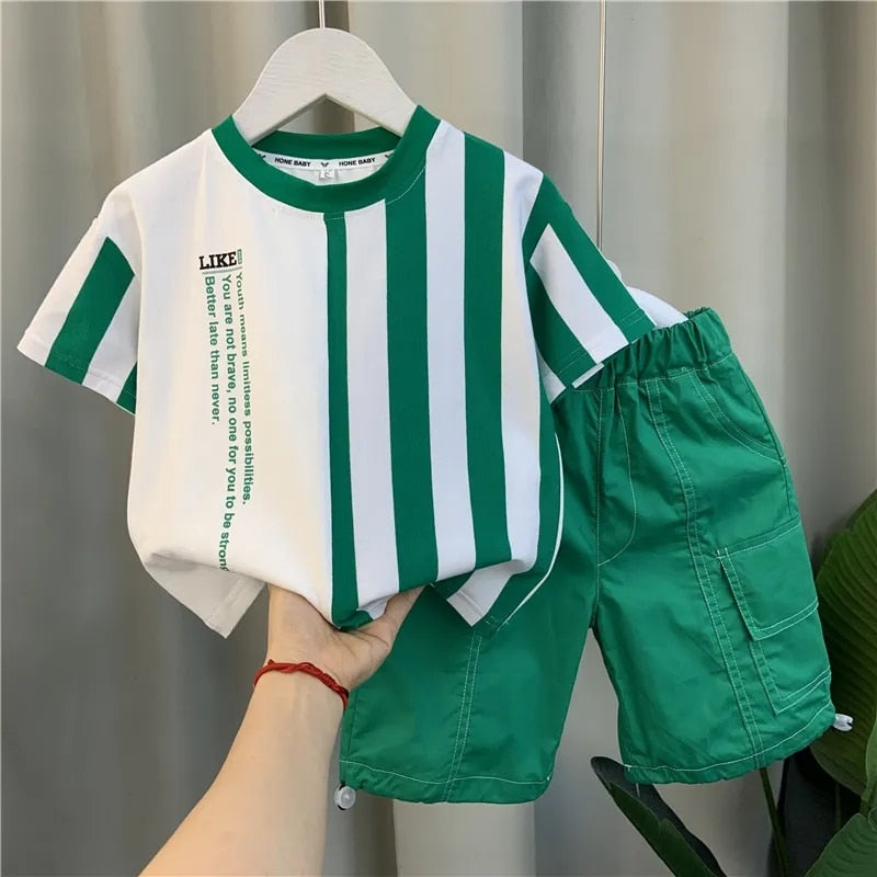 Boy Summer Clothing Suit New Children's Clothes Set Boys Short Sleeve T-Shirt Shorts 2 Piece Set Kids Sportswear Suit 2 4 6 8Y