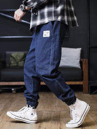 Plus Size Jeans Men Loose Joggers Streetwear Harem Jeans Cargo Pants Ankle-Length Denim Trousers