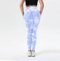 Women Tie Dye Leggings Sexy Fitness Seamless Gym Push up High Waist Sport Pants