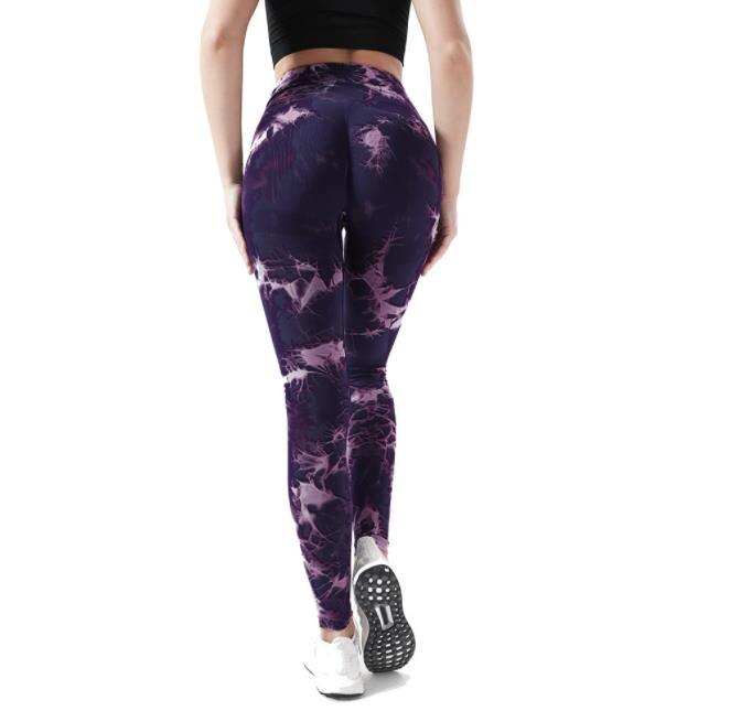 Women Tie Dye Leggings Sexy Fitness Seamless Gym Push up High Waist Sport Pants