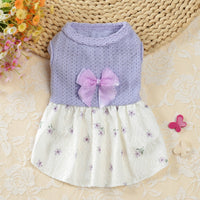 Dogs Clothing Dog Sweater Dress Dog Princess Dress Pet Small Costume Bow Cute Summer Floral Crew Neck Dress Pet Supplies