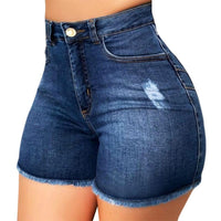 Sexy 2022 Summer New Grey Blue High Waist Ripped Denim Shorts