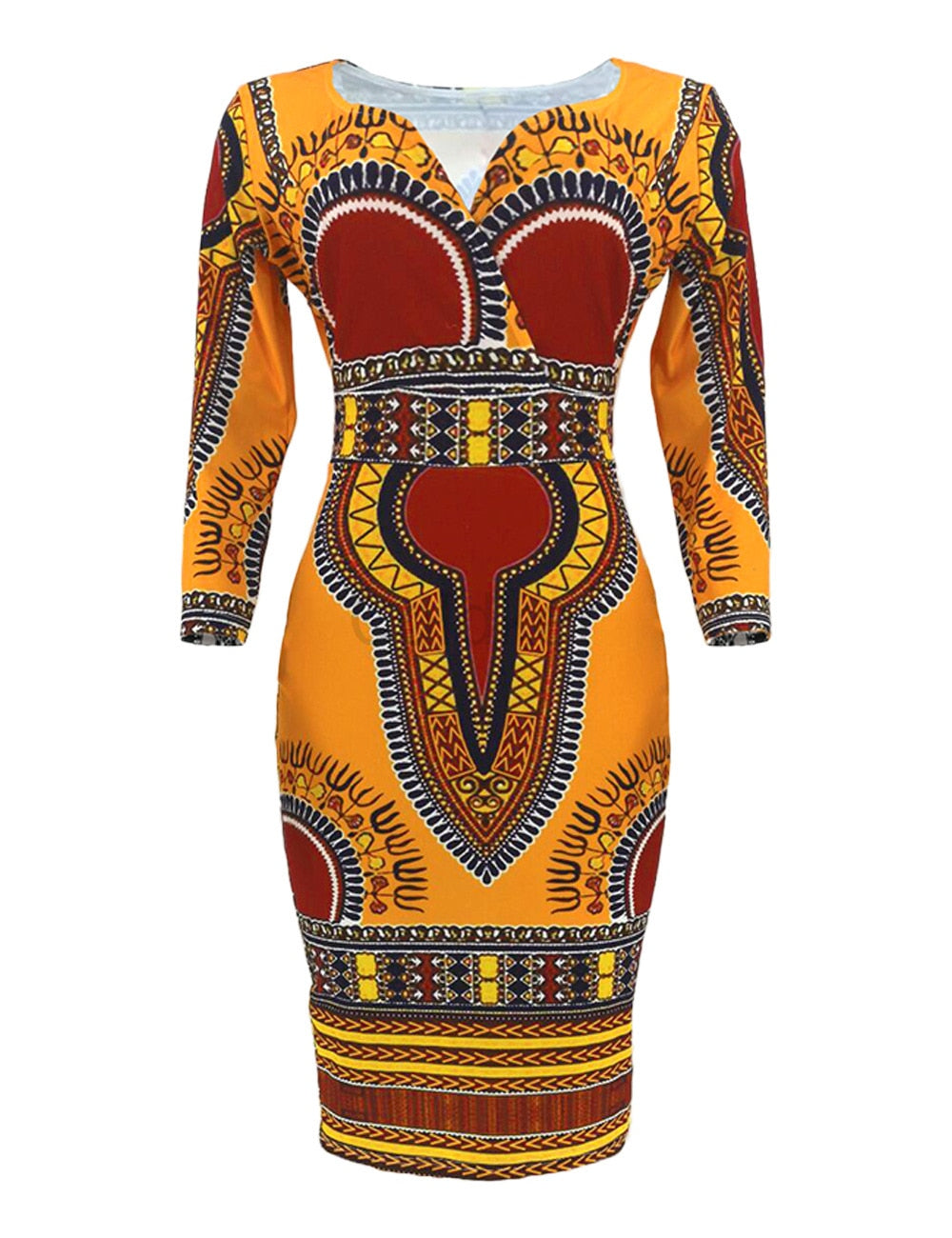 Sexy African Dresses for Women Cosplay Costume Dashiki Print Tribal Ethnic Fashion V-neck Dress