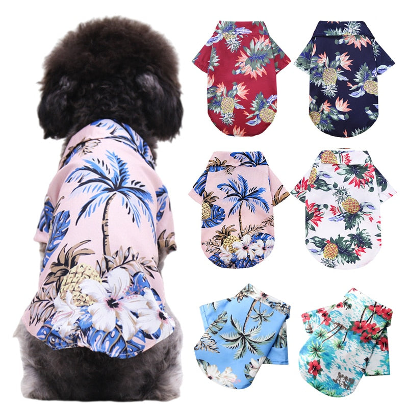 Hawaiian Style Dog T-Shirts Thin Breathable Summer Dog Clothes for Small Dogs Puppy Pet Cat Vest Chihuahua Yorkies Poodle