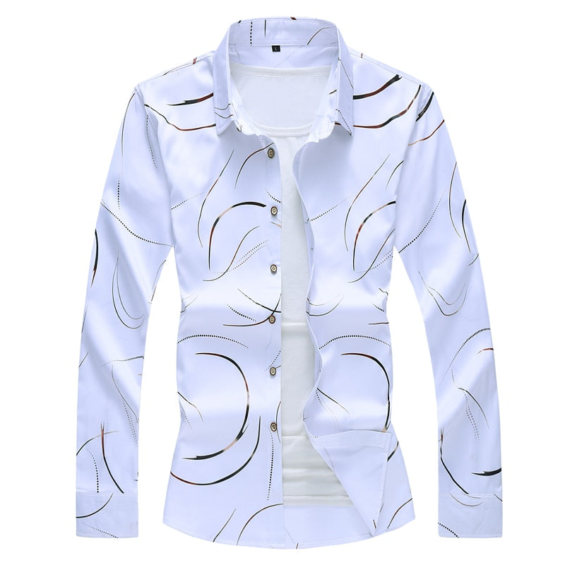 2021 Autumn New Men's Printed Shirt Fashion Casual