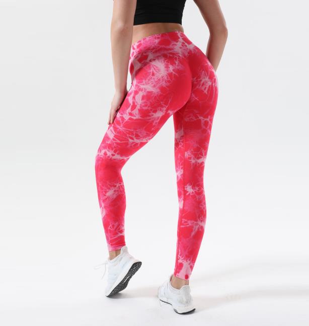 Women Tie Dye Leggings Sexy Fitness Seamless Gym Push up High Waist Sport Pants