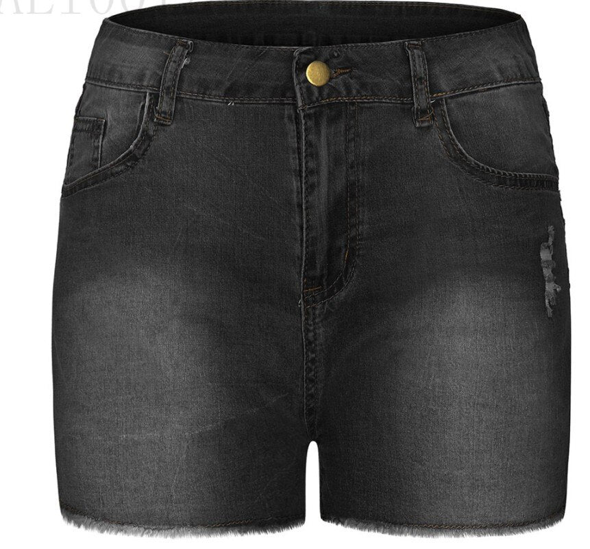 Sexy 2022 Summer New Grey Blue High Waist Ripped Denim Shorts