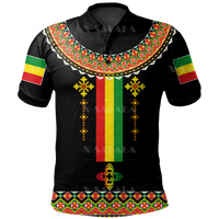 Lion Of African Ethiopian Nation Reggae 3D Print Polo Shirt Mens Collar Short Sleeves StreetWear Casual Tops New Summer Clothing