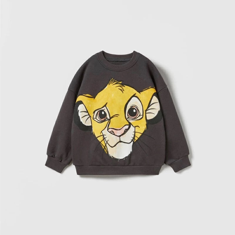 Cartoon Sweatshirts Pure Color Casual Sports Long-sleeved T-Shirt For Boys And Girls