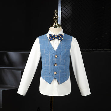 Boys Wedding Suit Kids Formal Blazer Jacket Vest Pants Bowtie 4PCS Tuxedo
