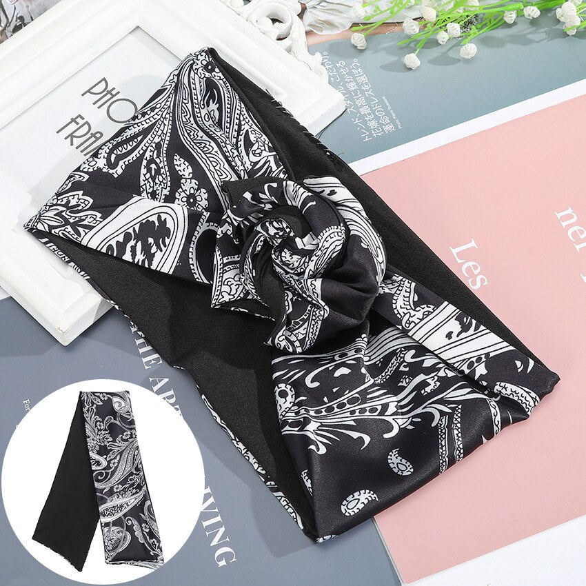 Levao Flower Printing Bandana Wire Headband Knotted Fashion Scarf Hairbands Hair Accessories for Women 2022 New Headwear