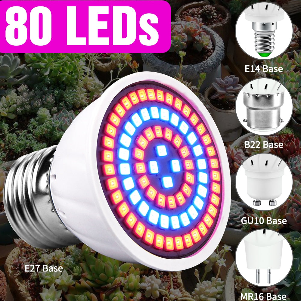 80leds 220V LED Grow Lamp Full Spectrum LED Plant Growth Lamp Indoor Lighting Grow Lights Plants E27 Hydroponic System Grow Box