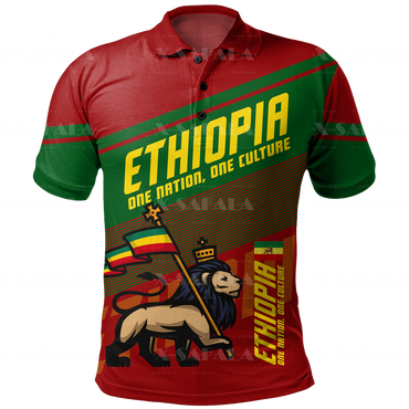 Lion Of African Ethiopian Nation Reggae 3D Print Polo Shirt Men Collar Short Sleeve StreetWear Casual Tops New Summer Clothing