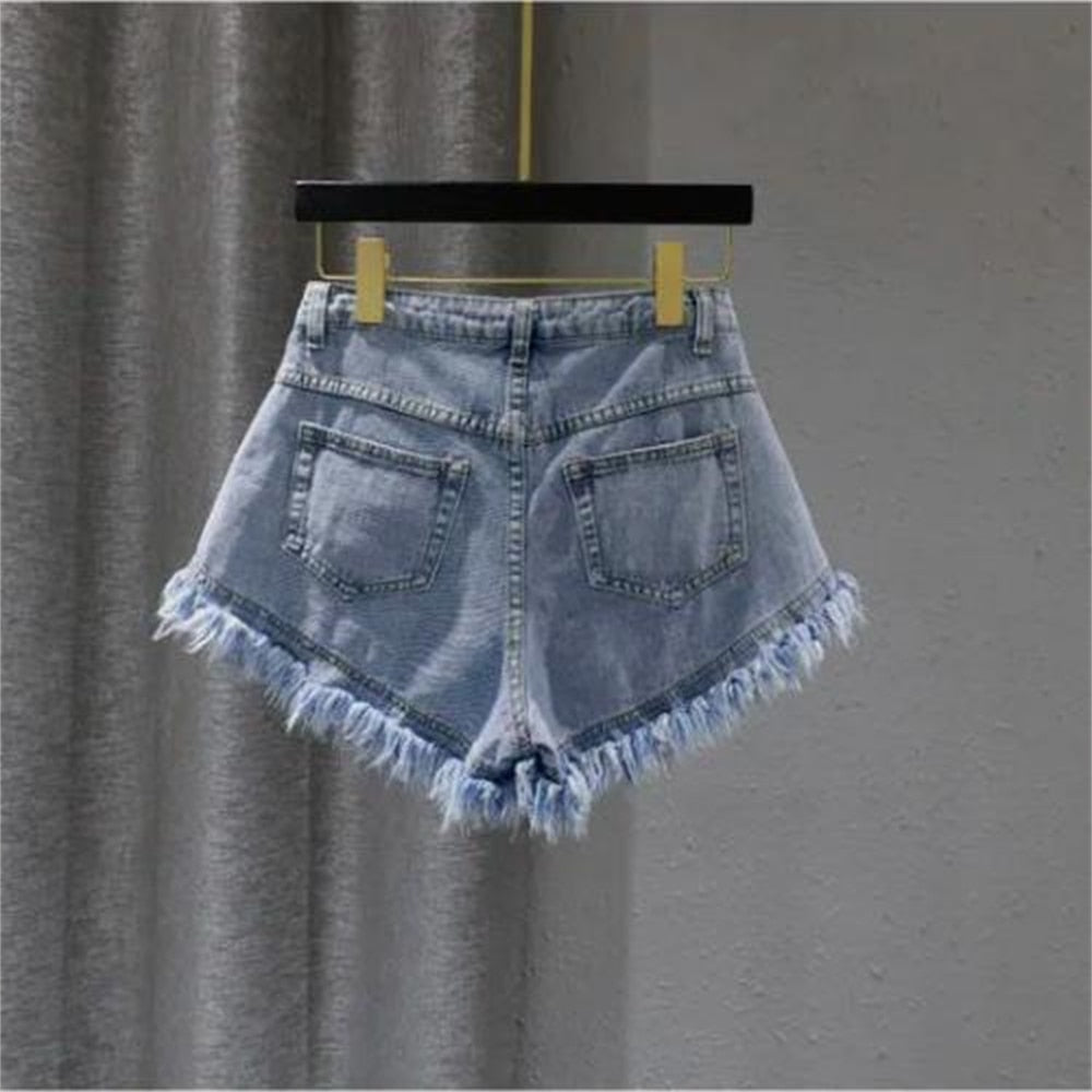 Summer Woman Denim Shorts High Waist Ripped Jeans Shorts Sexy Female Drop Shipping Short Pants Breechcloth Scanties Burrs 5XL