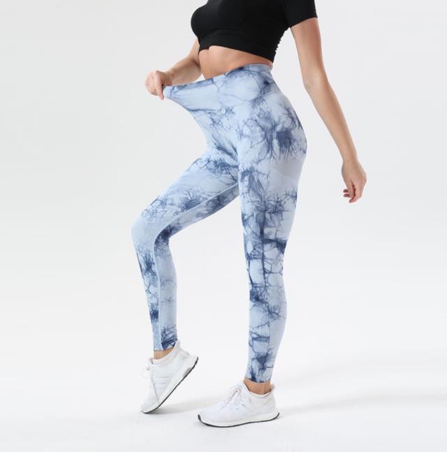 Women Tie Dye Leggings Sexy Fitness Seamless Gym Push up High Waist Sport Pants