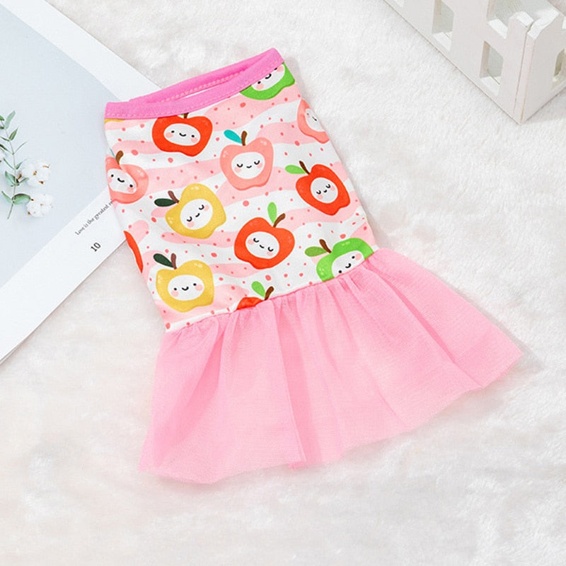 Dogs Clothing Dog Sweater Dress Dog Princess Dress Pet Small Costume Bow Cute Summer Floral Crew Neck Dress Pet Supplies