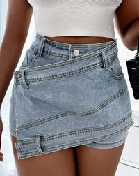 Sexy Y2K Vintage Women Korean Button Blue Short Denim Mini Skirts