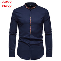 Chemise à col Mandarin pour homme, tenue décontractée à manches longues et boutons avec poche, de marque, 2XL, 2022