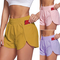 Shorts Women Solid Running Shorts Sport Pant Elastic Waist Active Workout Pocket Shorts Female Summer Ladies Casual short femme