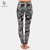 LETSFIND Fashion 3D Gothic Design Skulls and Silver Chains Print Leggings High Waist Soft Slim Women Sexy Leggings