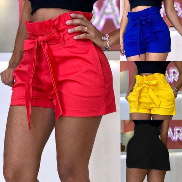 Sexy Summer Women's Fashion Pocket Ties Wide Leg Casual Shorts