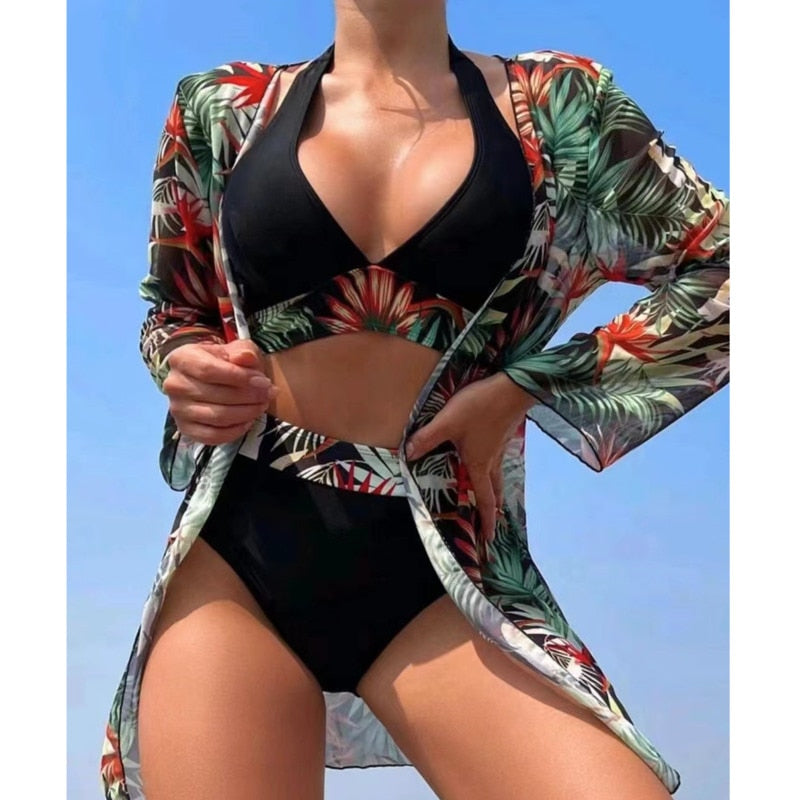 Sexy Three-Piece Swimwear Women Bikinis 2023 Female Swimsuit Swim Wear Bathing Suits Brazilian Bikini Set Beachwear Pool Bather