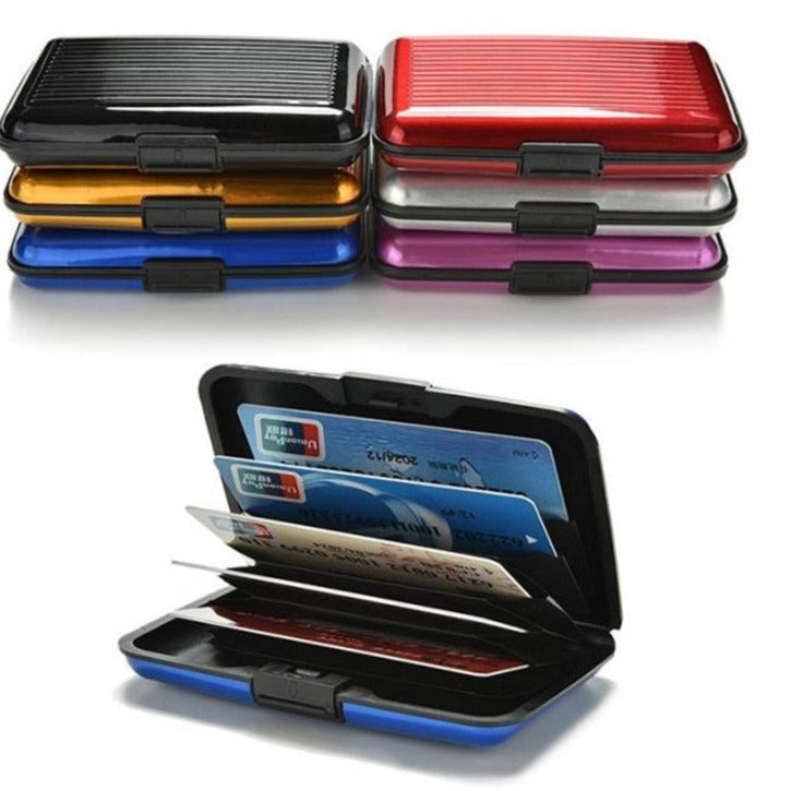 PURDORED 1 Pc Men Aluminum Bank Card Holder Blocking Hard Case Wallet Solid Credit Card Anti-RFID Scanning Protect Card Holder