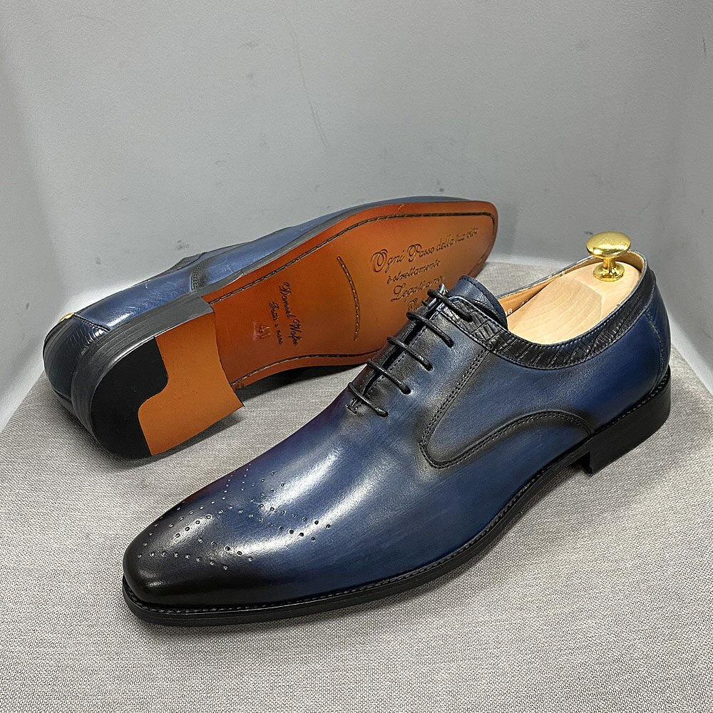 2022 New Genuine Leather Men&#39;s Dress Shoes Handmade