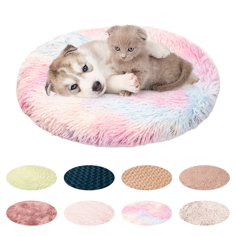 Long Plush Pet Soft Fleece Pad Thickened Pet Sleeping Mat Round Pet Blanket Bed Mat For Puppy Dog Cat Cushion Pet Accessories