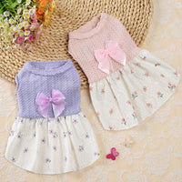 Dogs Clothing Dog Sweater Dress Dog Princess Dress Pet Small Costume Bow Cute Summer Floral Crew Neck Dress Pet Supplies