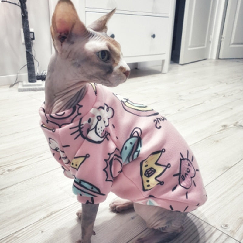 Spring Autumn Cat Clthoes for Small Cats Kedi Katten Sphynx Pullovers Soft Fleece Puppy Dog Pet Hoodie Mascotas Clothing Outift