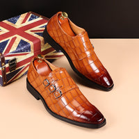 Men&#39;s Casual Business Leather Shoes Mens Buckle Square Toe Dress Office Flats Men Fashion Wedding Party Oxfords EU Size 37-48