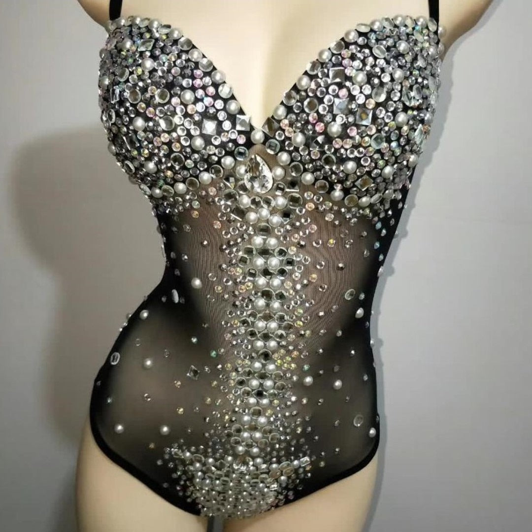 Colorful Fringes Rhinestones Bodysuit Women Stage Dance Costume Nightclub Dance Female Singer Show Bright Leotard