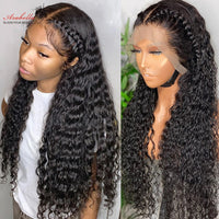 Deep Wave Lace Frontal Wig 210 Density 13x4 Transparent Lace Wig Pre Plucked Bleached Knots Arabella Remy Deep Curly Wig