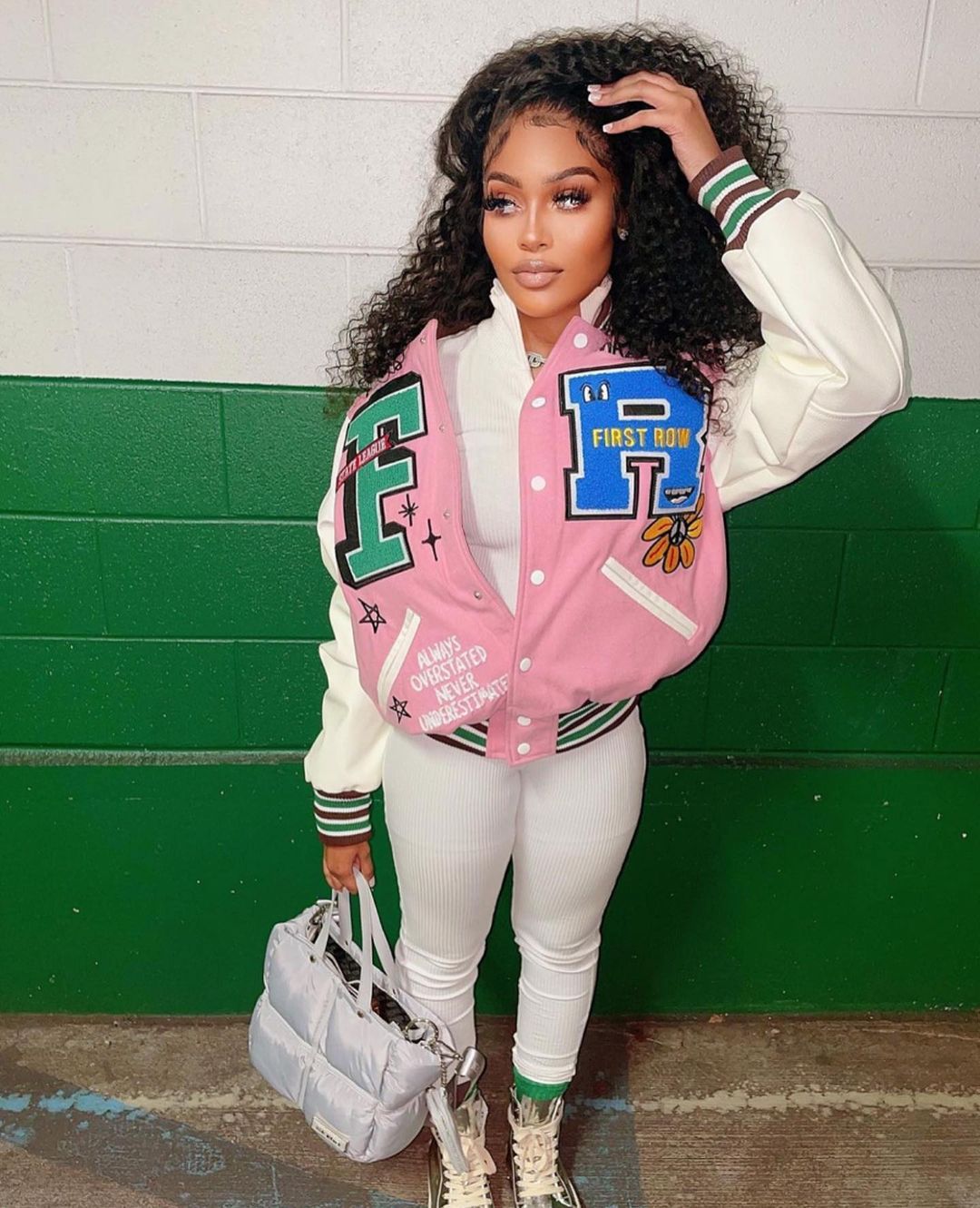 Varsity Letter Baseball Coat Oversized Jackets Women 2022 Fall Winter Fashion Clothes Y2K Streetwear Casual Print Pink Jacket