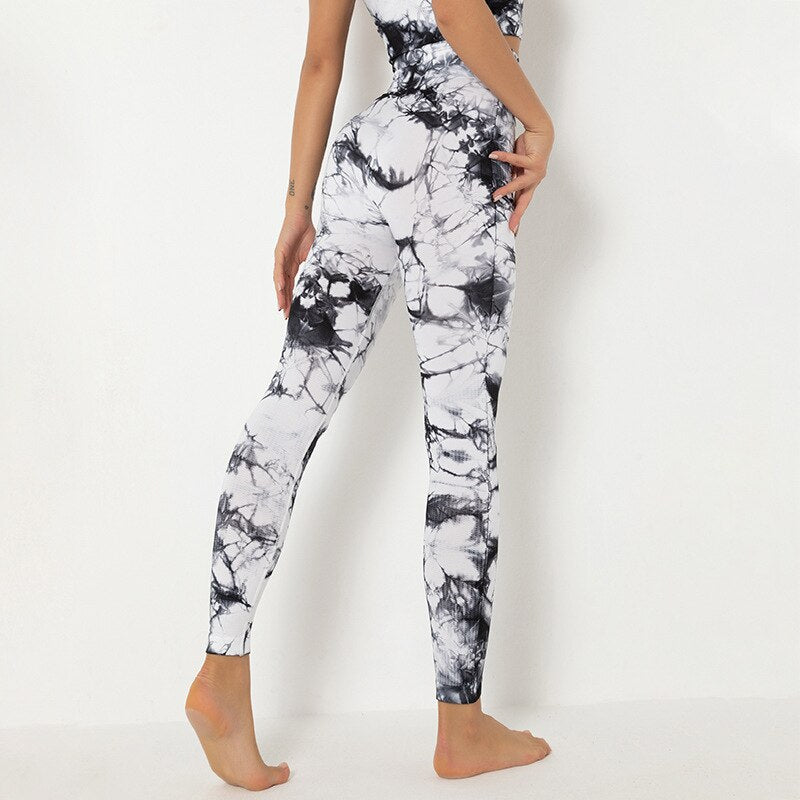 Tie Dye Womens Two Piece Workout Set Sports Clothing Gym Womens Yoga Legging Sets