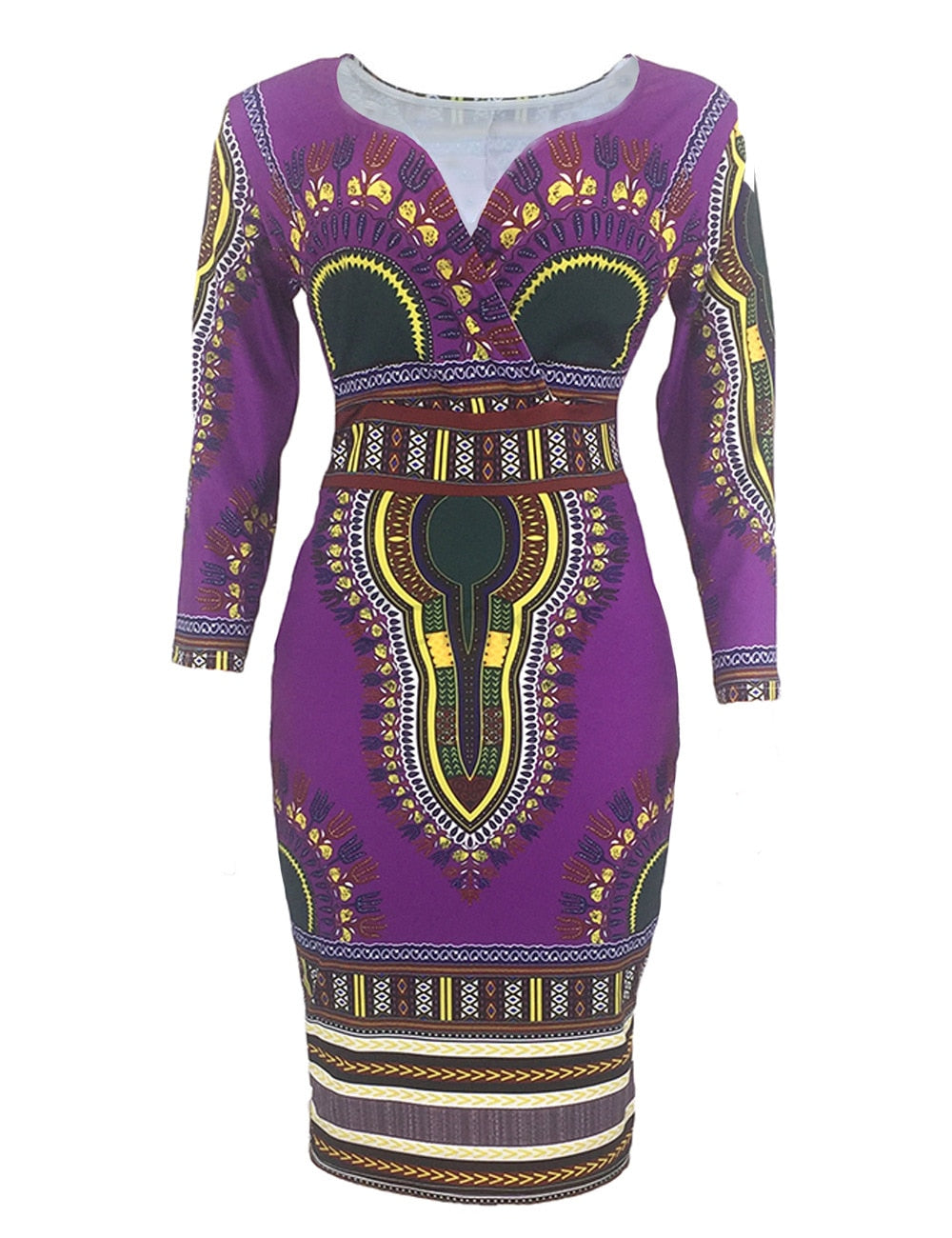 Sexy African Dresses for Women Cosplay Costume Dashiki Print Tribal Ethnic Fashion V-neck Dress