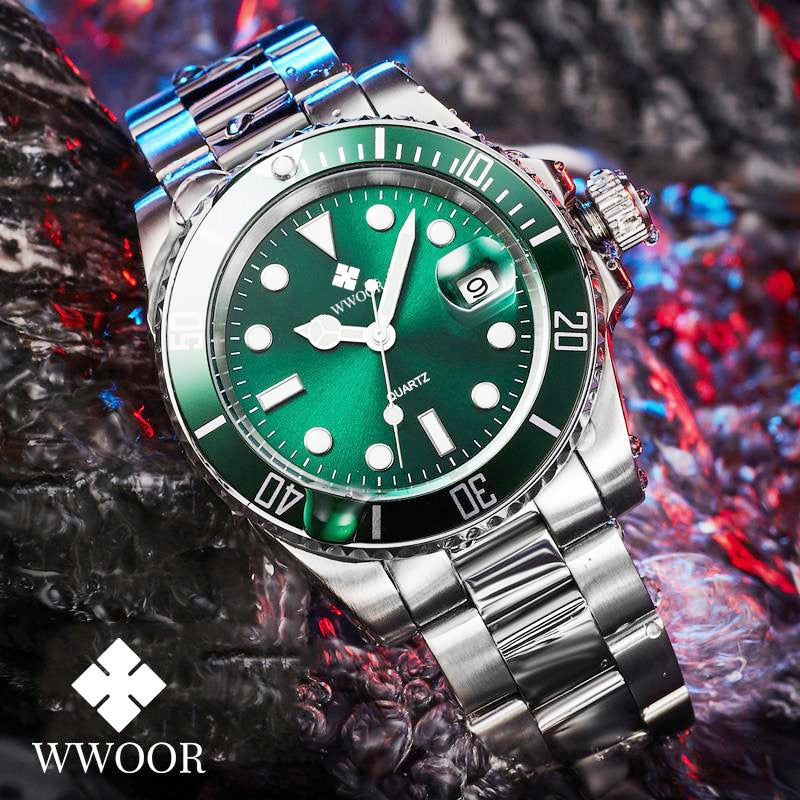WWOOR Men Watches 2022 Luxury Full Steel Waterproof Automatic Date Watch Men Quartz Diving Sports Wristwatches Relogio Masculino