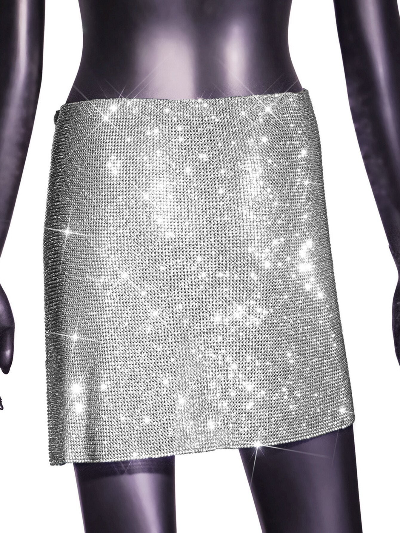 Sexy see through rhinestone mini skirt women Summer beach club party skirt shiny pencil skirts woman 2023 rave festival clothing