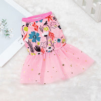 Dogs Clothing Dog Sweater Dress Dog Princess Dress Pet Small Costume Bow Cute Summer Floral Crew Neck Dress Pet Supplies