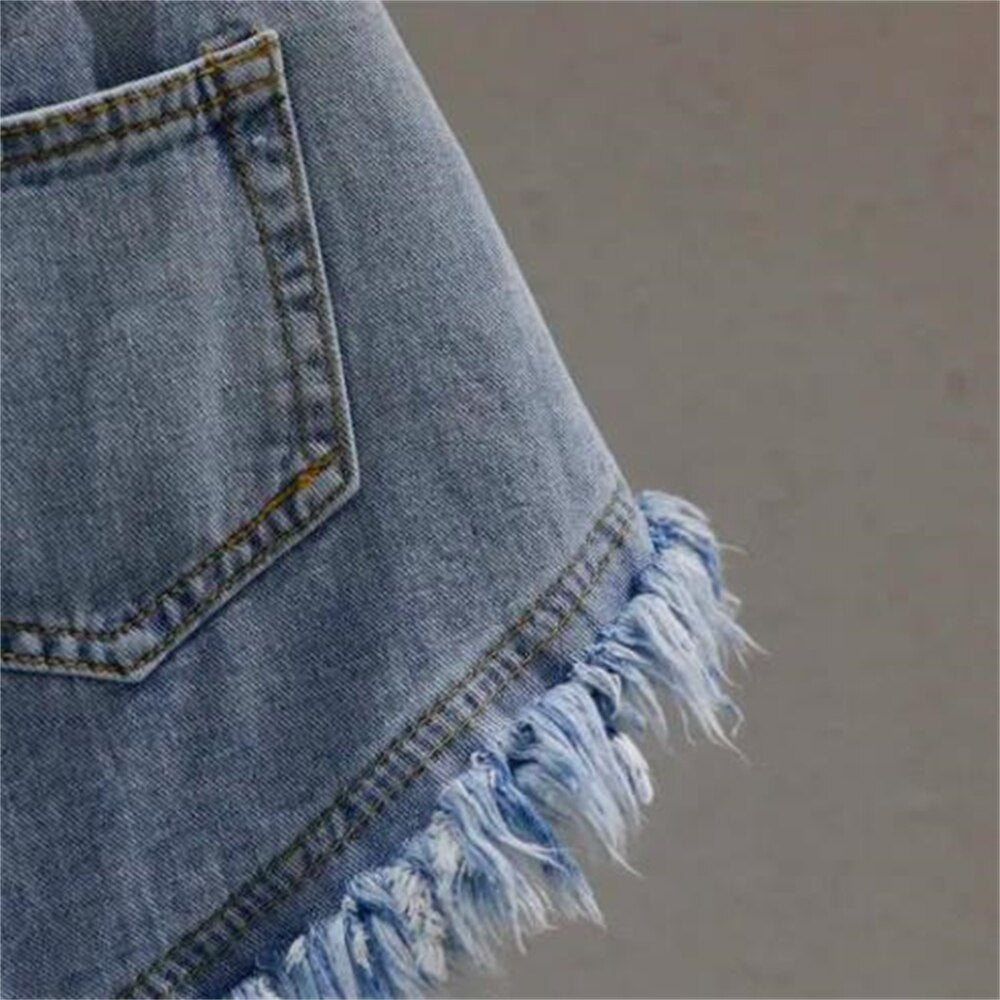 Summer Woman Denim Shorts High Waist Ripped Jeans Shorts Sexy Female Drop Shipping Short Pants Breechcloth Scanties Burrs 5XL