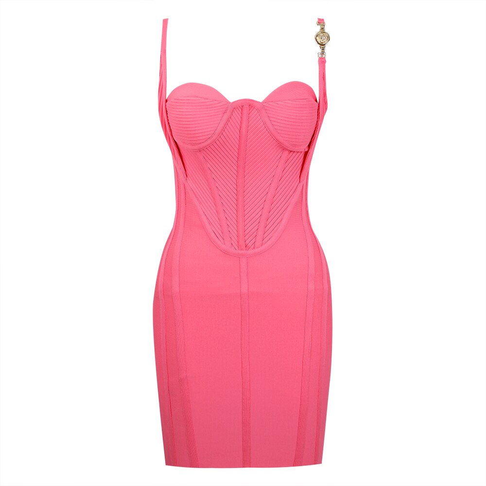 2022 Sexy New Summer Pink Color Women Sleeveless Sexy Bodycon Mini Dress