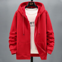 Plus Size 10XL 12XL Hoodie Men Autumn Winter Fleece Hoodies Solid Color Jacket Hoodies Big Size 12XL Blue Black Red Grey