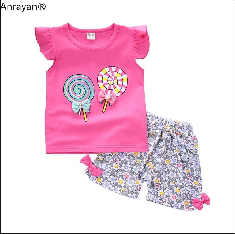 HOT Baby Girls Clothing Outfits Brand Summer Newborn Infant Sleeveless T-shirt Shorts 2pc/Sets Clothes Casual Sports Tracksuits