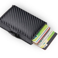 Rfid Blocking Protection Men id Credit Card Holder Wallet Leather Metal Aluminum Business Bank Card Case CreditCard Cardholder