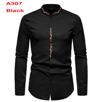 Chemise à col Mandarin pour homme, tenue décontractée à manches longues et boutons avec poche, de marque, 2XL, 2022