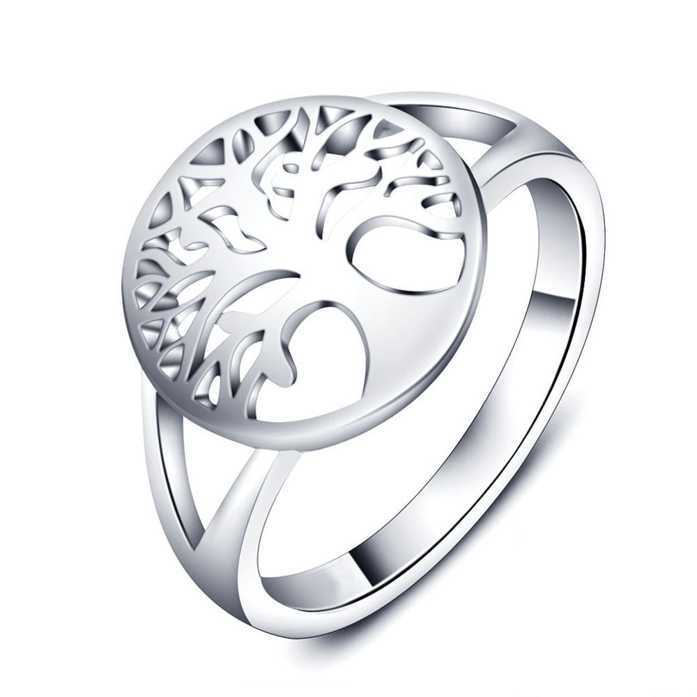 Classic Tree of Life Silver Color Rings for Women Fashion Women Rings Accessories Mothers Day Gifts (JewelOra RI102308)